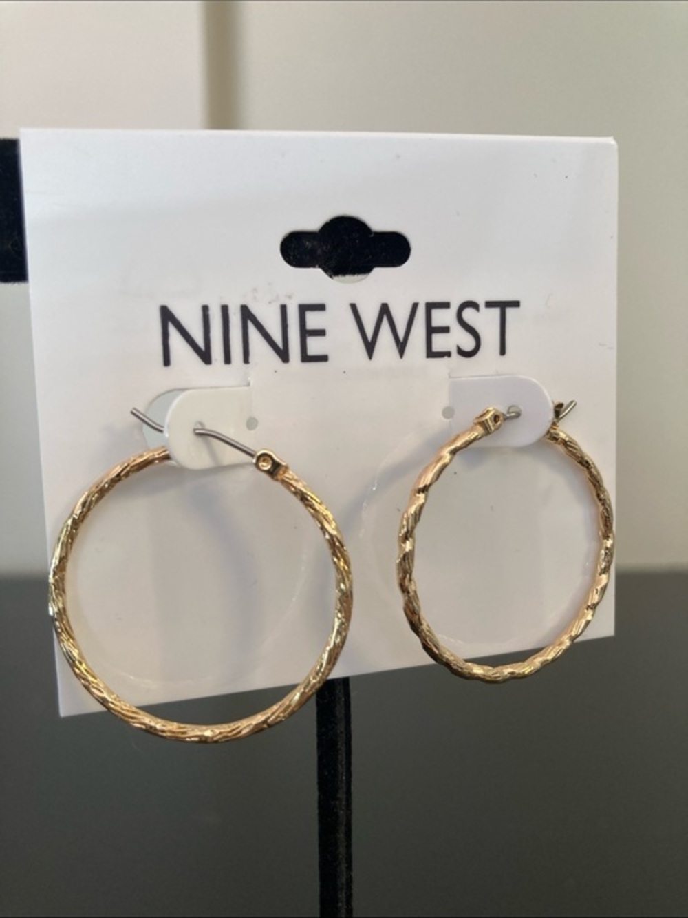 Nine West Twisted Gold Hoop Earrings